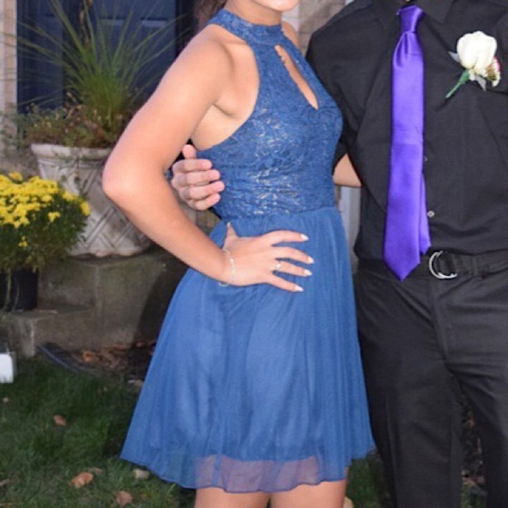 Gorgeous Royal blue and gold homecoming dress!